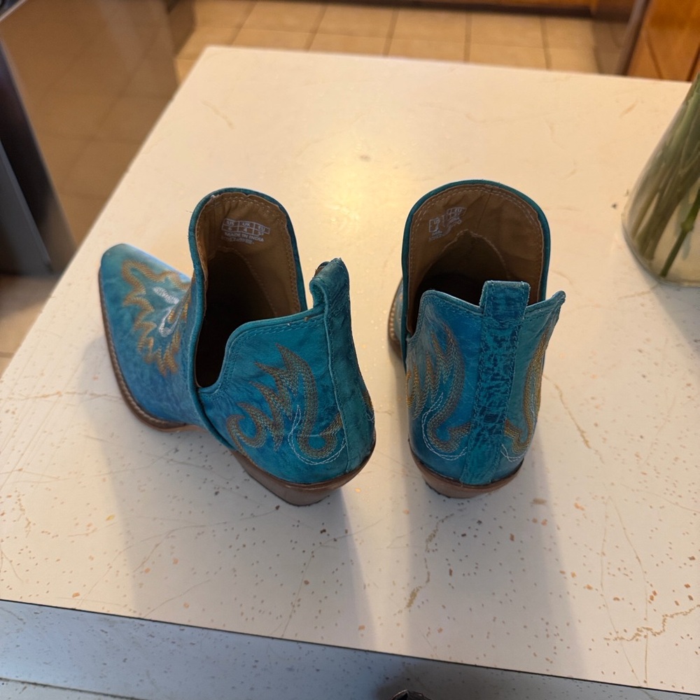 Myra Bag Teal Embroidered Ankle Booties - Picture 5 of 5